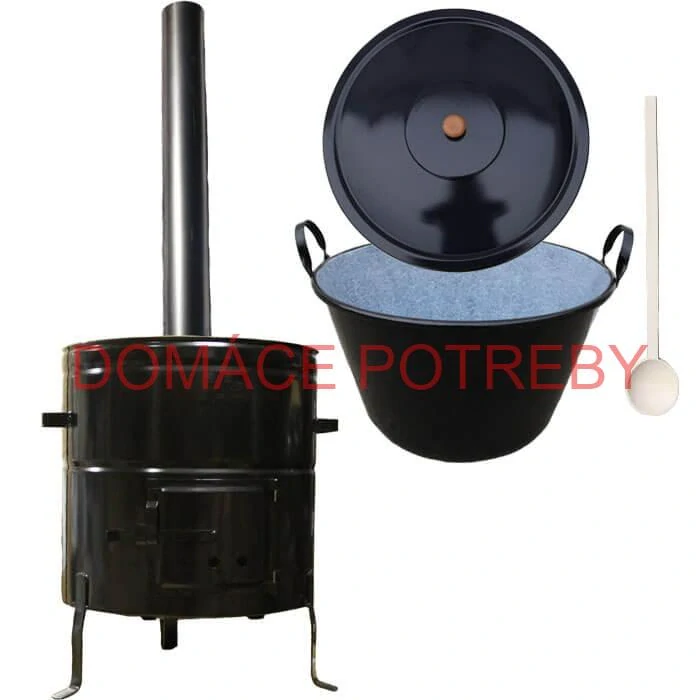 Zabíjačkový smaltovaný kotol 60 L + kovová kotlina 53 cm + dymovod