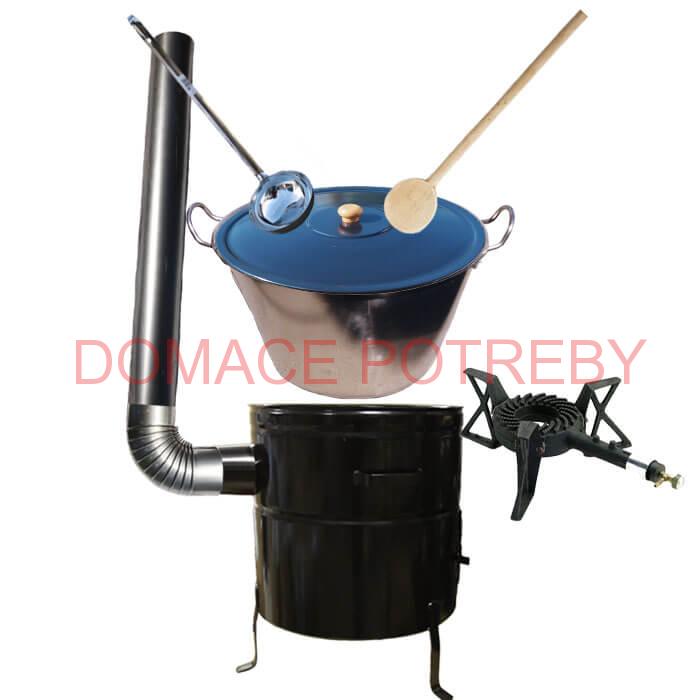 Zabíjačkový nerezový kotol 70 L, kovová kotlina 56 cm, smaltovaná pokrievka, horák 7 kW + dymovod zdarma