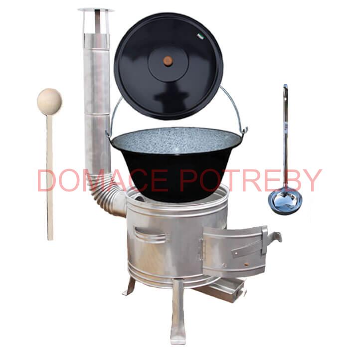 Smaltovaný kotlík 20 L (1,2 mm) + nerezová kotlina 42 cm + vareška a naberačka TOPLUX