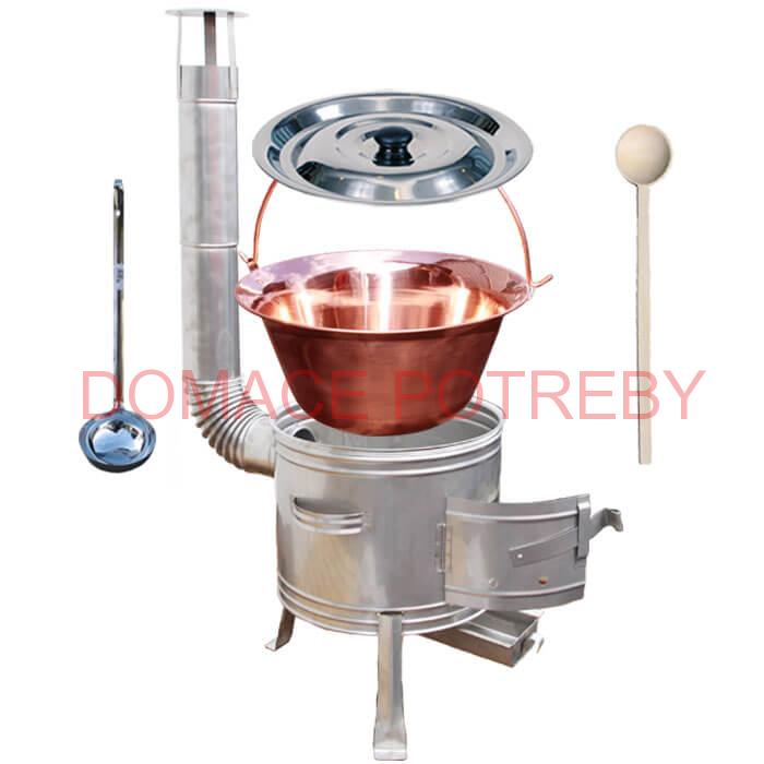 Medený kotlík 30 L (1,2 mm) + nerezová kotlina 45 cm + vareška a naberačka TOPLUX