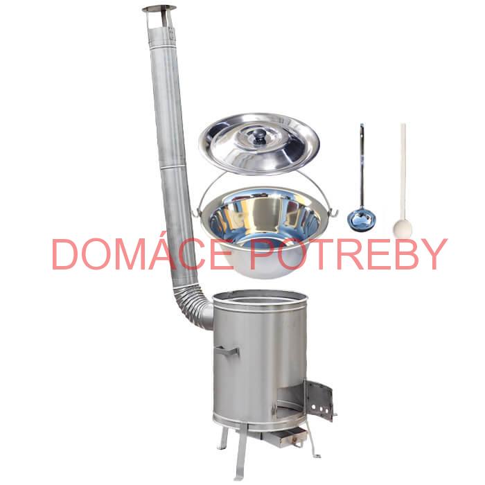 Antikorový kotlík 22 L (0,8 mm) + nerezová kotlina 42 cm + vareška a naberačka LUX