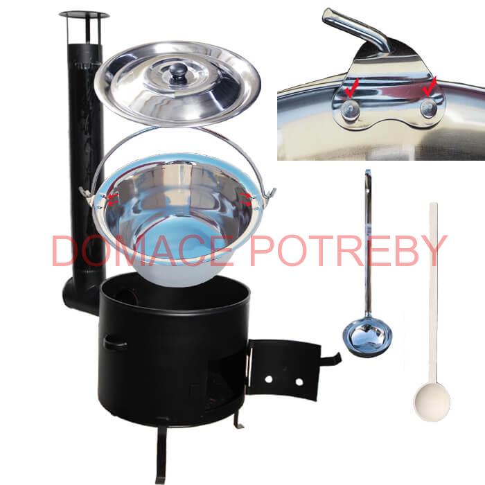 Smaltovaný kotlíkový set 36 cm + zosilnený nerezový kotlík 15 L