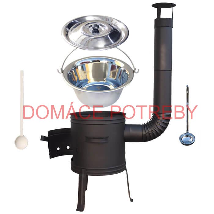 Antikorový kotlík 10 L (1,2 mm) + nízka žiaruvzdorná kotlina 33 cm PLUS 700 + vareška a naberačka