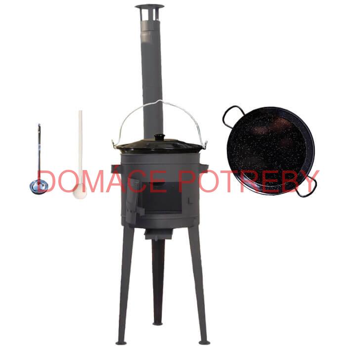 Smaltovaný kotlík 20 L (1,2 mm) + Paella smaltovaná panvica 46 cm  + žiaruvzdorná vysoká kotlina 42 PLUS 600