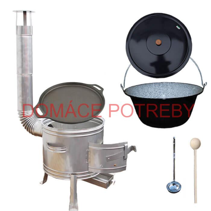 Smaltovaný kotlík 20 L + Liatinová panvica 43 cm + nerezová kotlina 42 cm TOPLUX
