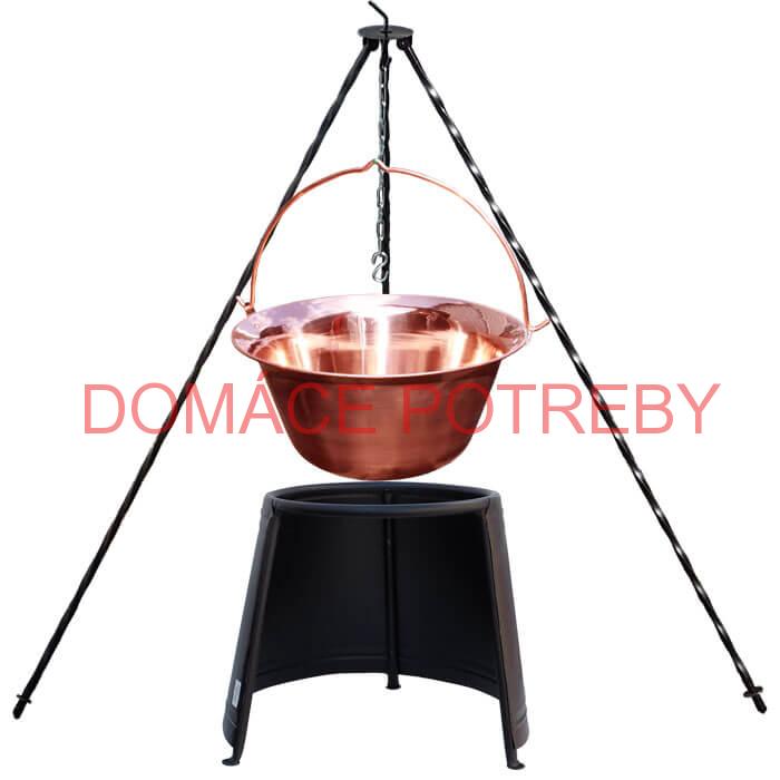 Medený kotlík 20 L (1,2 mm) + chránič plameňa 43 cm + trojnožka 1,2 m