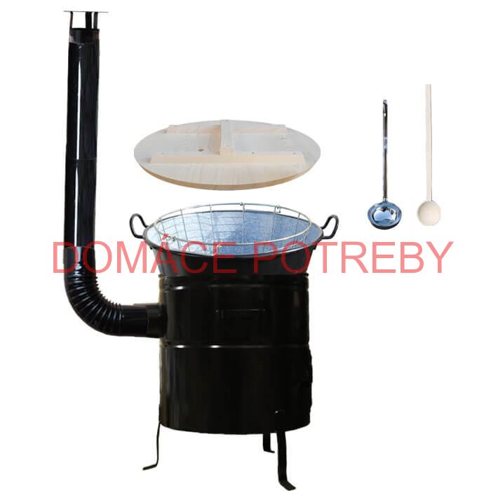 Zabíjačkový smaltovaný kotol 100 L + kovová kotlina 60 cm + kôš do kotla