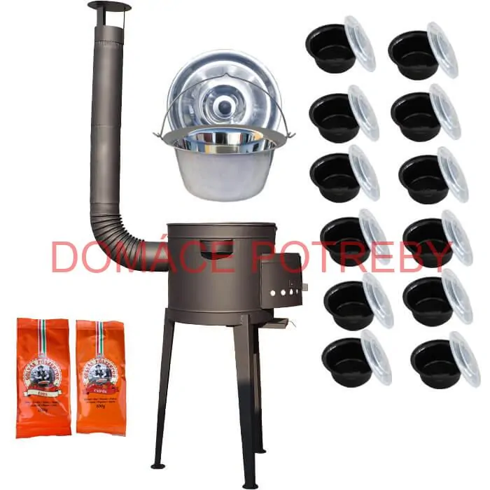 Nerezový kotlík 22 L (0,8 mm) INOX + vysoká žiaruvzdorná  kotlina 42 cm PLUS 600 + misky 12 ks + 2 x korenie na guláš 100 g