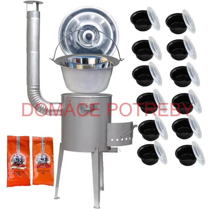 Nerezový kotlík 22 L (0,8 mm) INOX + nerezová kotlina 42 cm LUXUS + misky 12 ks + 2 x korenie na guláš 100 g