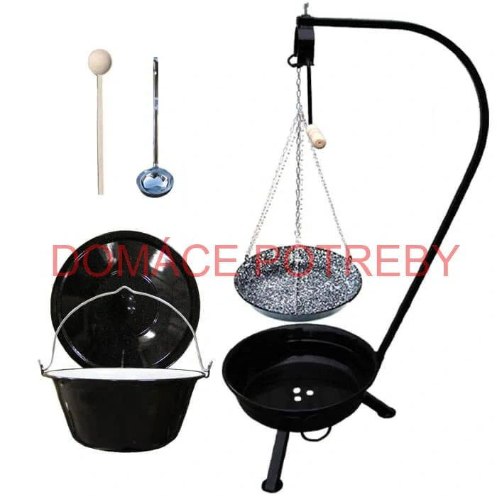 Smaltovaný kotlík 20 L (1,2 mm) + smaltovaná panvica + prenosné ohnisko