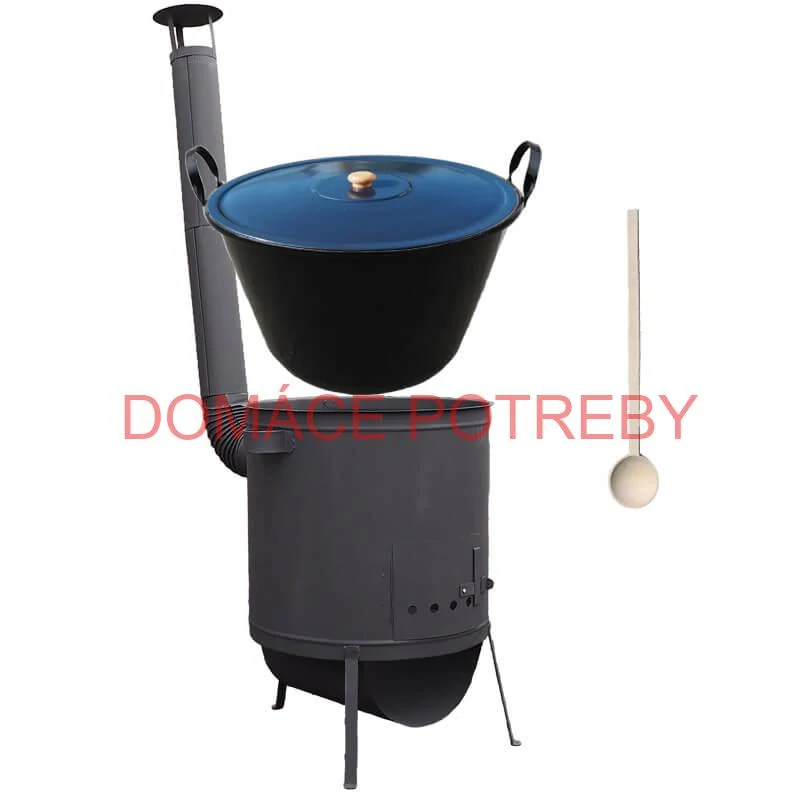 Smaltovaný kotol 60 L na zabíjačku + žiaruvzdorná kotlina 53 PLUS 600 4 MM + vareška