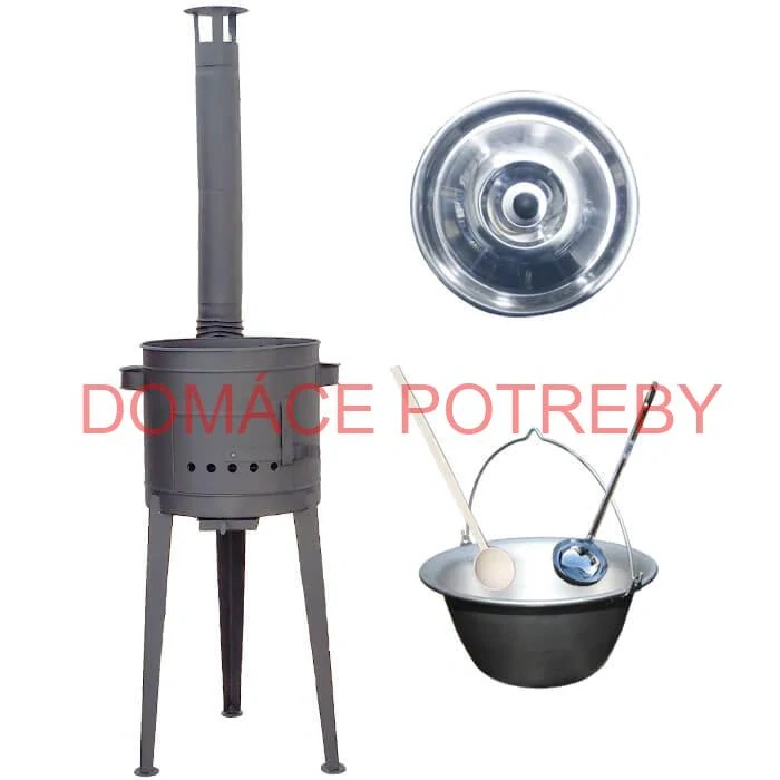 Nerezový kotlík 30 L (1,5 mm) + vysoká žiaruvzdorná kotlina (2,0 mm) HODO 47 cm PLUS 600 + vareška + naberačka