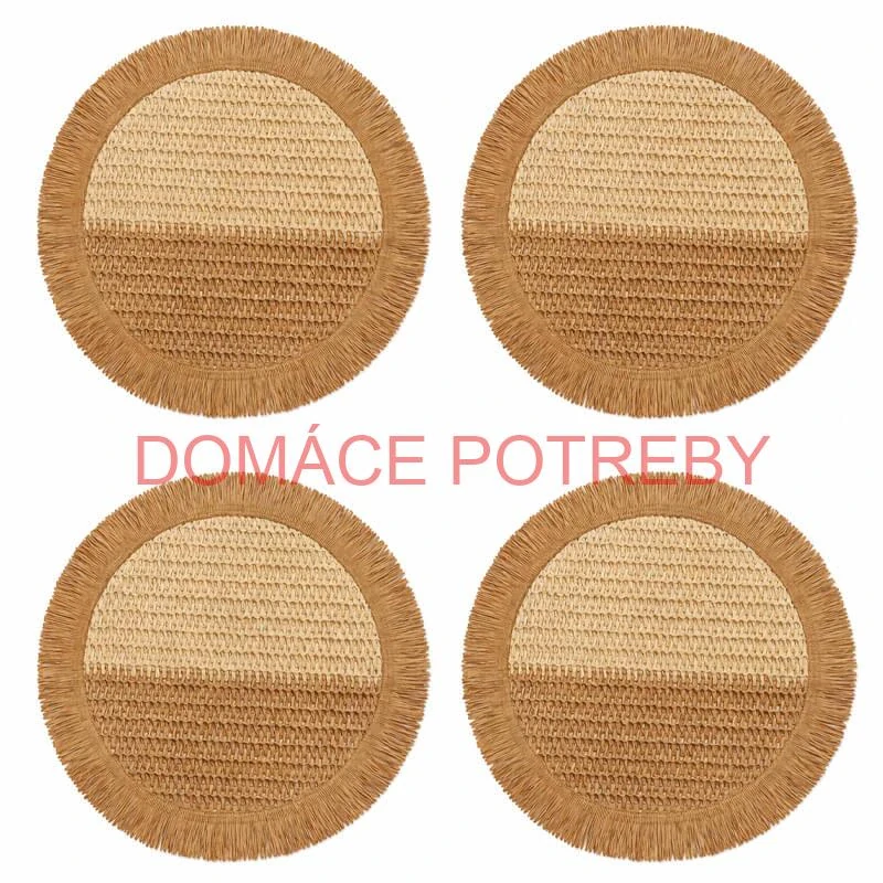 Prírodné podložky pod tanier so strapcami 37 cm, 4 ks
