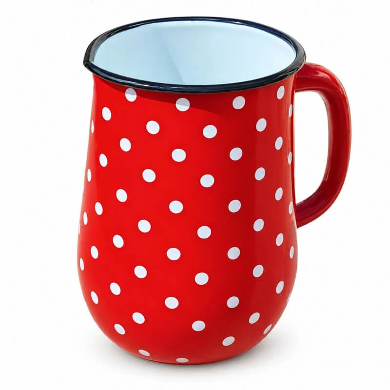 Červený smaltovaný džbán s bodkami 2,5 l