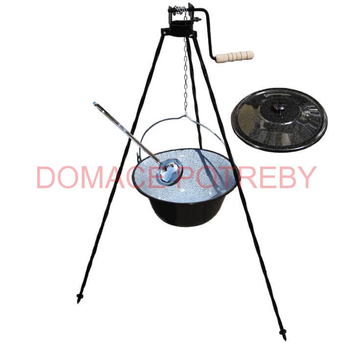 Smaltovaný kotlík 20 L + pokrievka + stojan s kladkou VAR