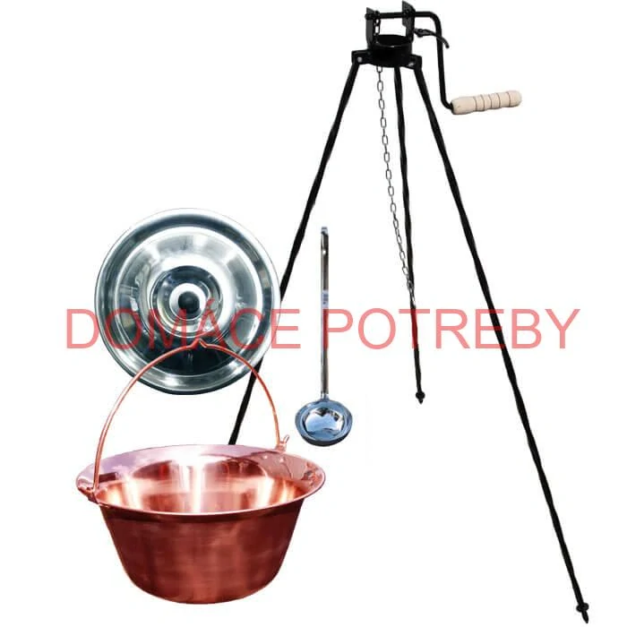 Medený kotlík 14 L (1,2 mm) + pokrievka + stojan s kladkou VAR