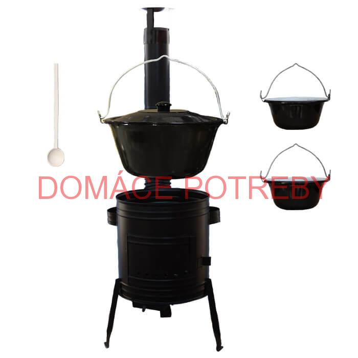 Smaltovaný kotlík 20 L (1,2 mm) + kovová kotlina 42 CLASSIC (KOV) + 2 smaltované servírovacie kotlíky 0,8 L