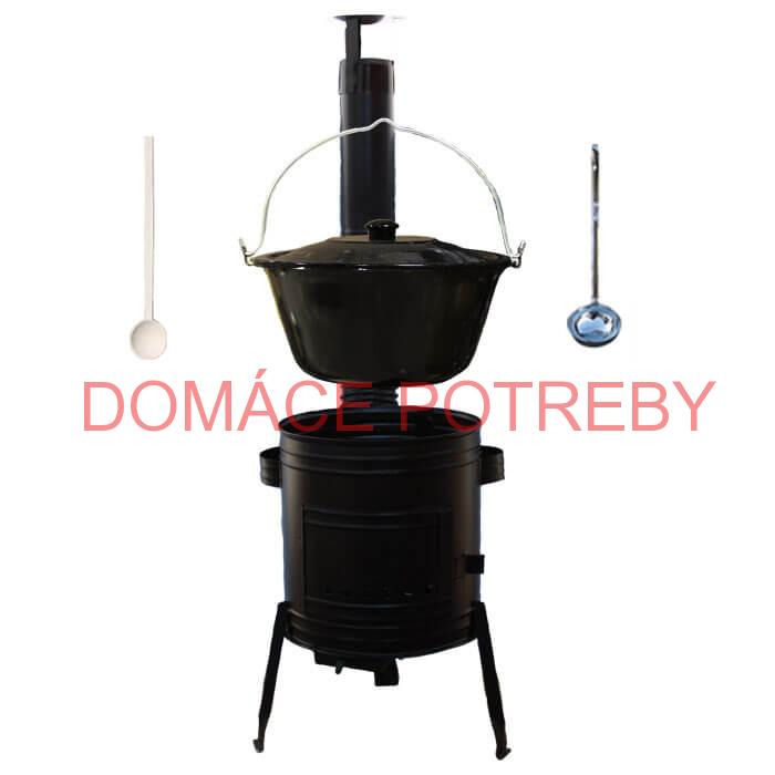 Smaltovaný kotlík 25 L (1,2 mm) + kovová kotlina 42 CLASSIC (KOV) + vareška a naberačka Easy party