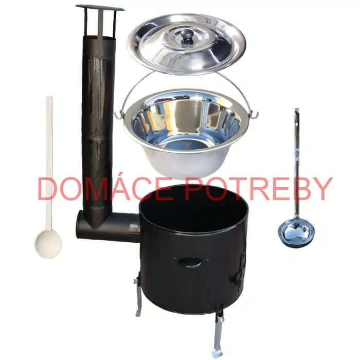 Antikorový kotlík 22 L (0,8 mm) + smaltovaná kotlina 42 cm + vareška a naberačka Easy party