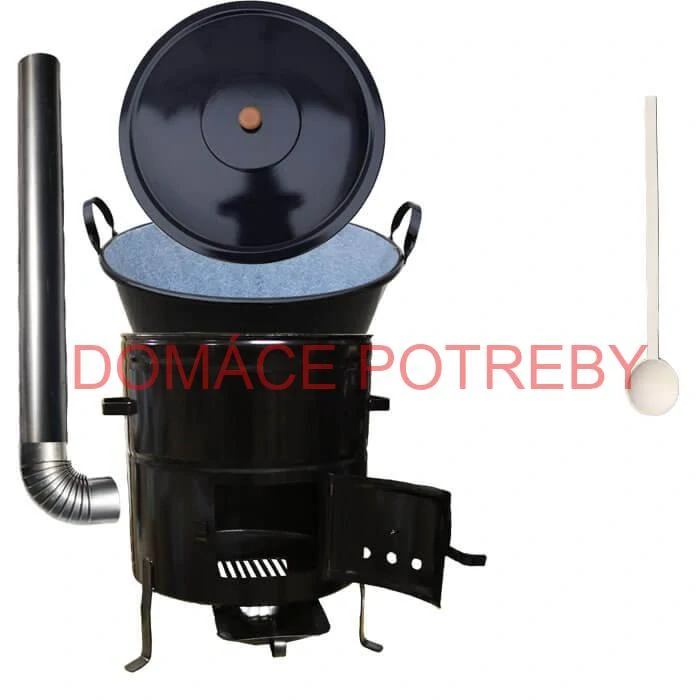 Zabíjačkový smaltovaný kotol 60 L + kovová kotlina 53 cm + dymovod