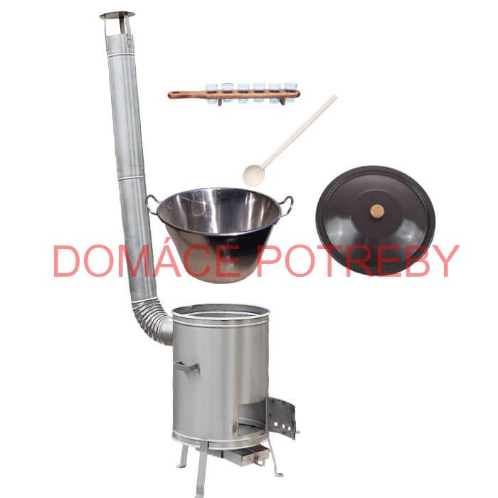 Zabíjačkový nerezový kotol 70 L + nerezová kotlina 56 cm + štamperlíky