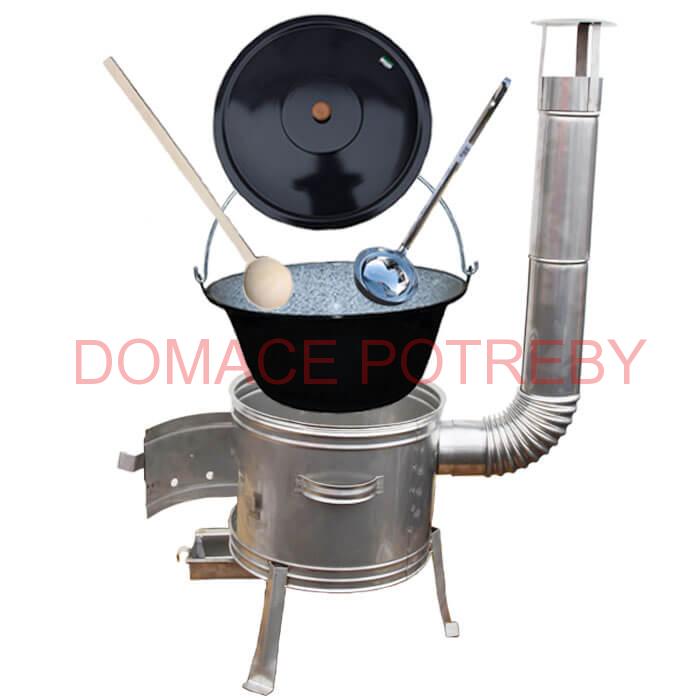 Smaltovaný kotlík 13 L (1,2 mm) + nerezová kotlina 36 cm + vareška a naberačka TOPLUX