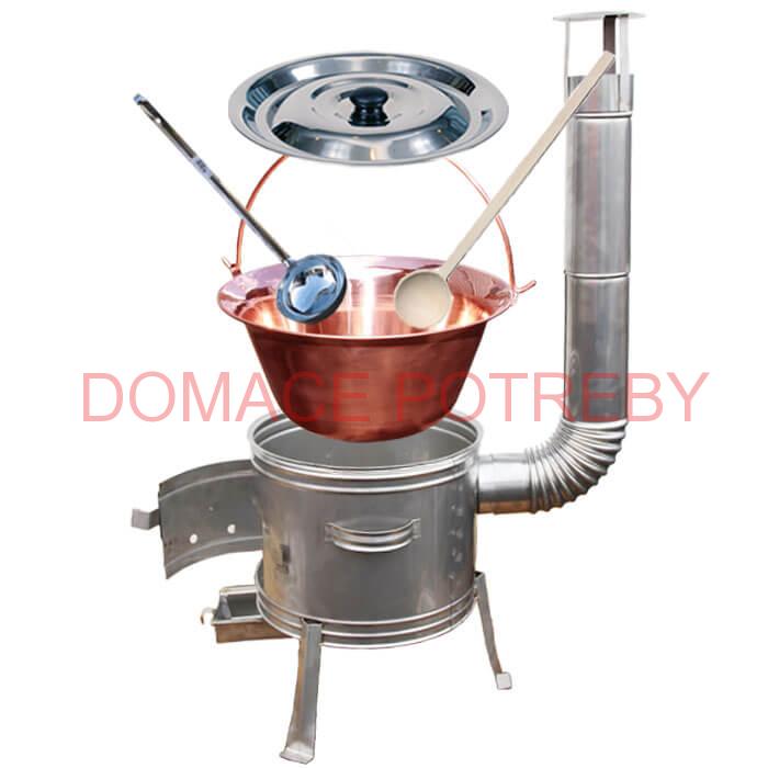 Medený kotlík 30 L (1,2 mm) + nerezová kotlina 45 cm + vareška a naberačka TOPLUX