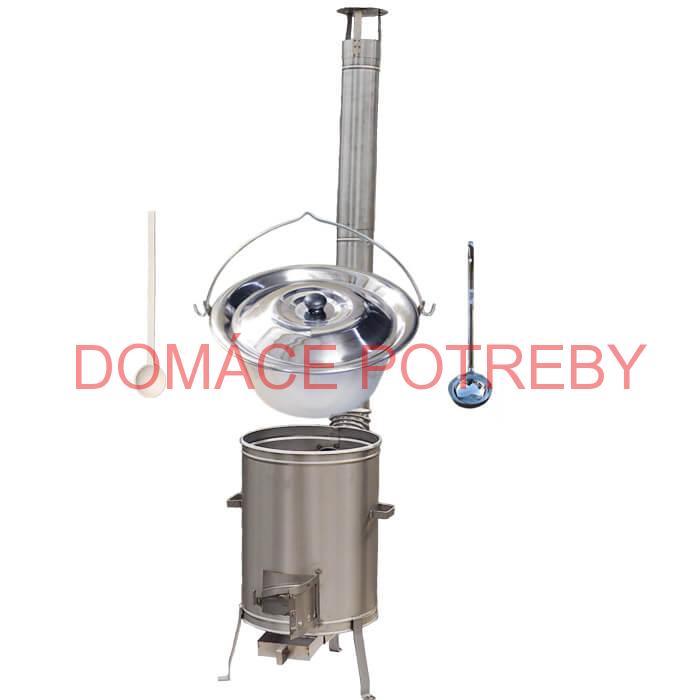 Antikorový kotlík 22 L (0,8 mm) + nerezová kotlina 42 cm + vareška a naberačka LUX