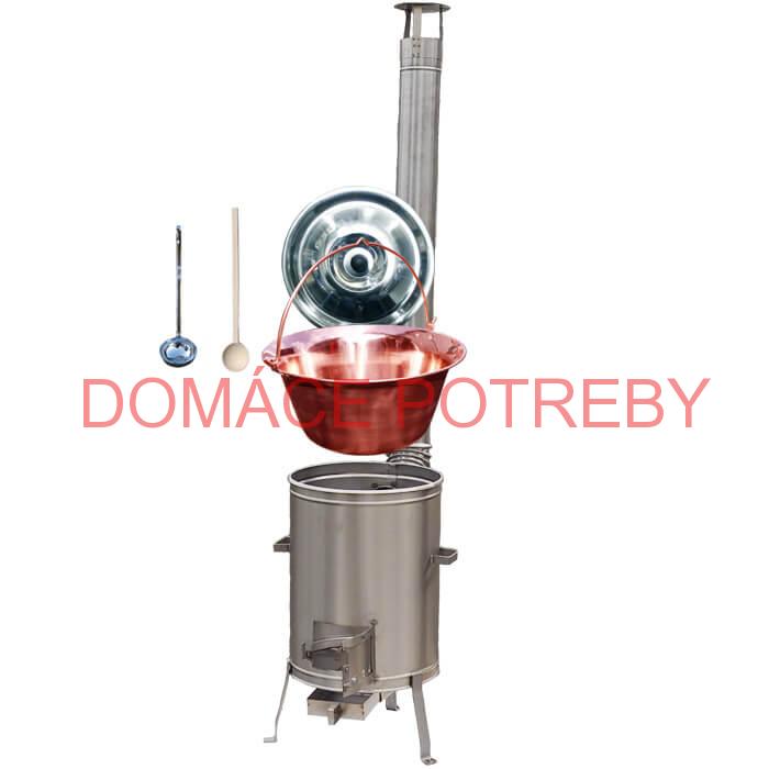 Medený kotlík 14 L (1,2 mm) + nerezová kotlina 36 cm + vareška a naberačka LUX