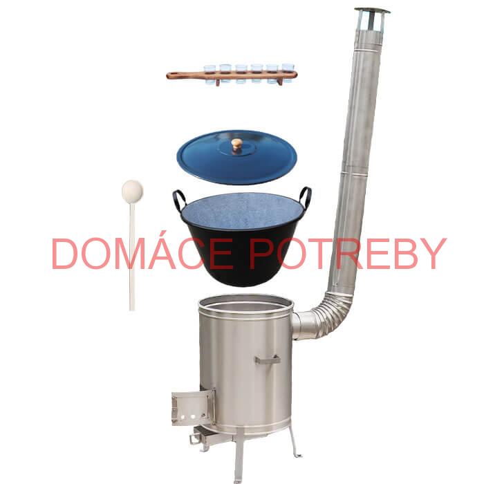 Zabíjačkový smaltovaný kotol 80 L + nerezová kotlina 56 cm + štamperlíky