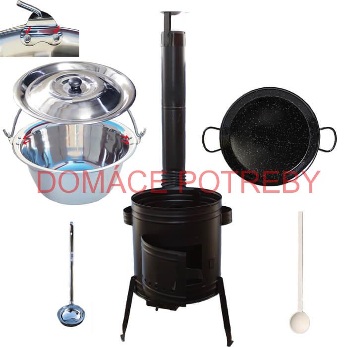 Paella smaltovaná panvica 38 cm s nerezovým kotlíkom 15 L (0,8 mm) a kotlinou