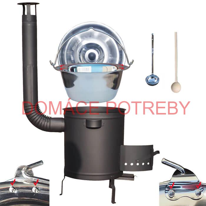 Nerezový kotlík 30 L (0,8 mm) zosilnený s nitmi + hrubostenná (1,5 mm) a žiaruvzdorná kotlina 45 PLUS 600