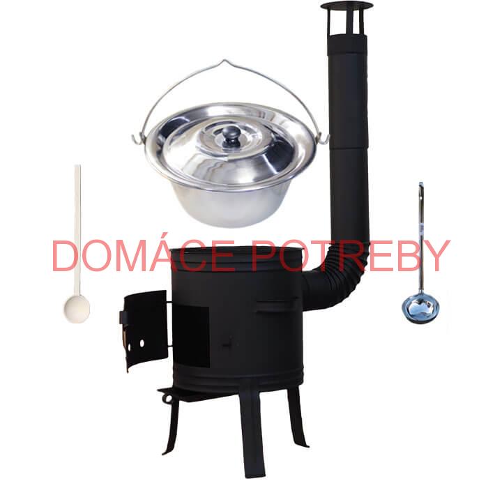 Antikorový kotlík 10 L (1,2 mm) + nízka žiaruvzdorná kotlina 33 cm PLUS 700 + vareška a naberačka