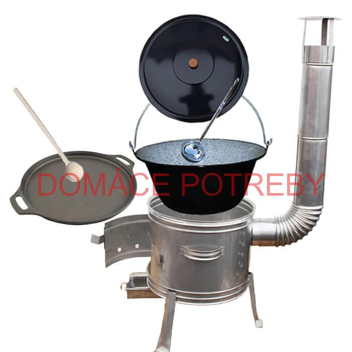 Smaltovaný kotlík 20 L + Liatinová panvica 43 cm + nerezová kotlina 42 cm TOPLUX
