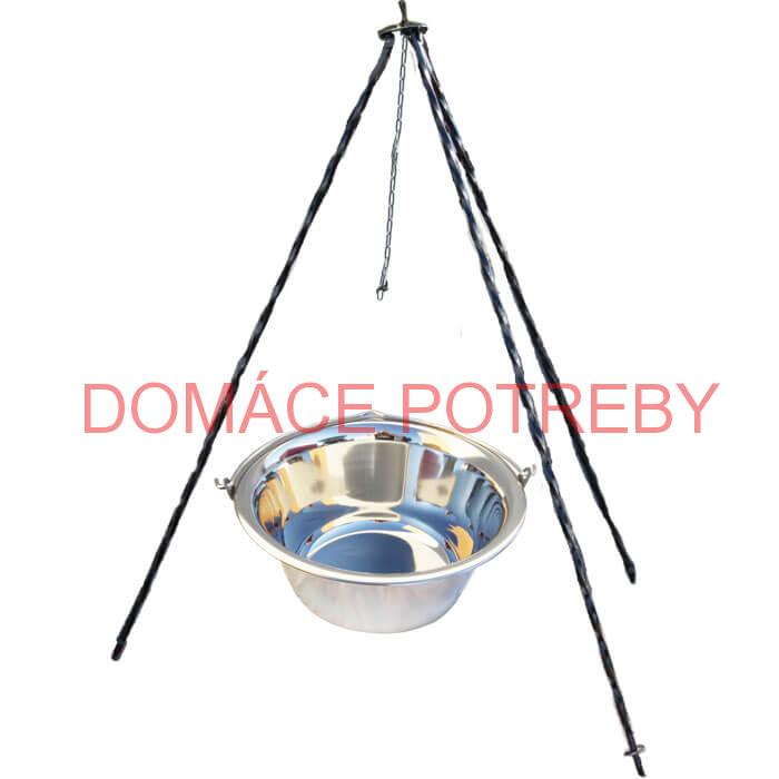 Nerezový kotlík (INOX 0,8 mm) 8 L + trojnožka 1 m