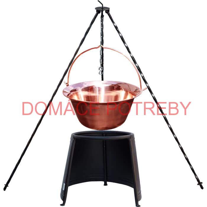 Medený kotlík 20 L (1,2 mm) + chránič plameňa 43 cm + trojnožka 1,2 m