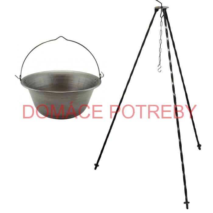 Železný kotlík 10 L (0,75 mm) + trojnožka 1 m