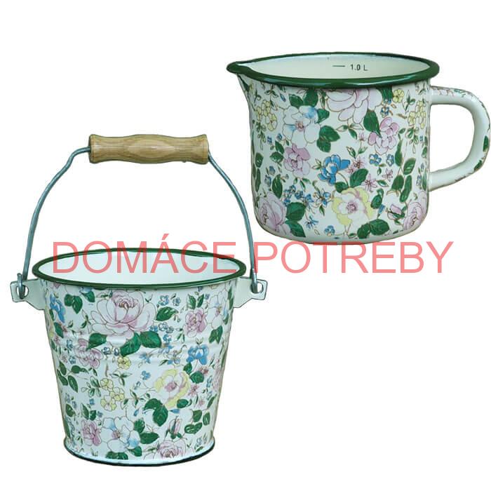 Smaltovaný hrnček s výlevkou 1 L+ vedro 1 L DECOR