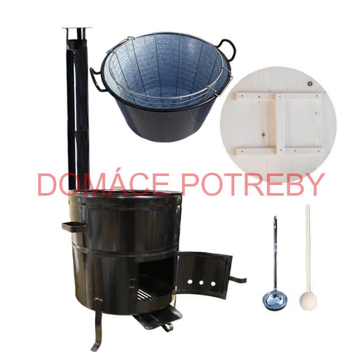 Zabíjačkový smaltovaný kotol 100 L + kovová kotlina 60 cm + kôš do kotla