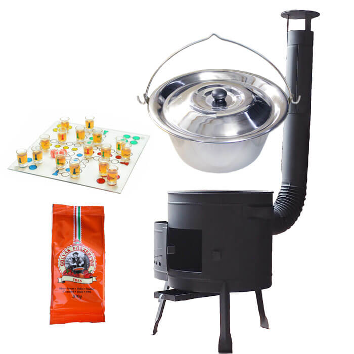 Nerezový kotlík 14 L (0,8 mm) + korenie + človeče pi už + nízka žiaruvzdorná kotlina 36 PLUS 600
