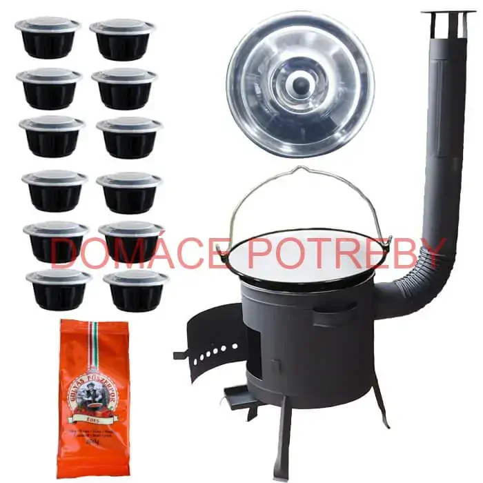 Smaltovaný kotlík 25 L (1,2 mm) + hrubostenná (1,5 mm) žiaruvzdorná kotlina BALKY STRONG 42 PLUS 600 + misky 12 ks + paprikové korenie na guláš 100 g