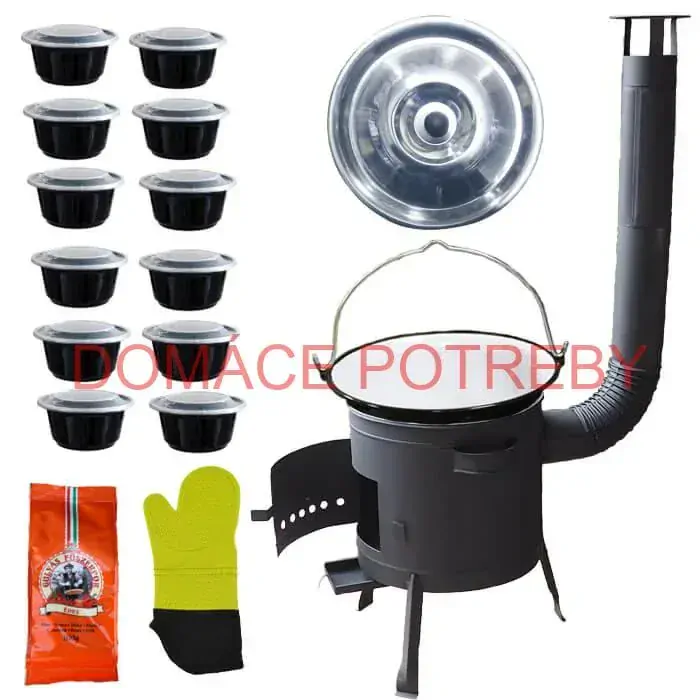 Smaltovaný kotlík 22 L (1,2 mm) + misky 12 ks + nízka žiaruvzdorná kotlina (0,8 mm) 42 PLUS 600