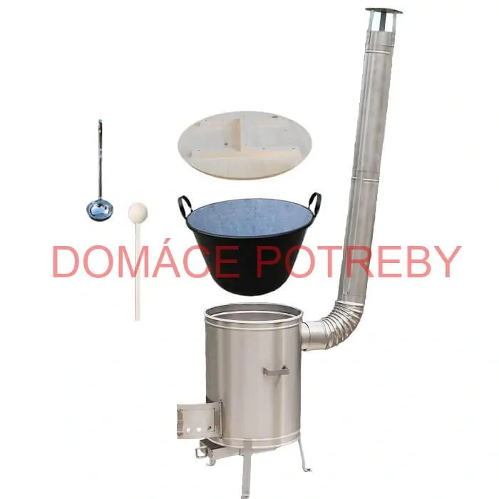 Zabíjačkový smaltovaný kotol 100 L + nerezová kotlina (1,5 mm) 60 cm LUX + vareška a naberačka