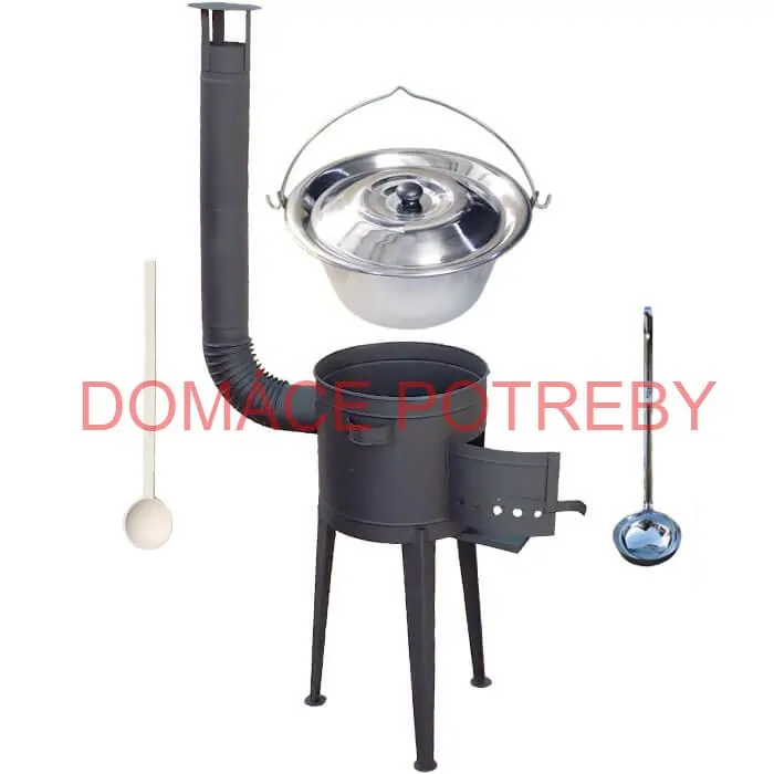 Nerezový kotlík 20 L (1,2 mm) INOX + vysoká žiaruvzdorná kotlina (2,0 mm) HODO 42 cm PLUS 600 + vareška + naberačka
