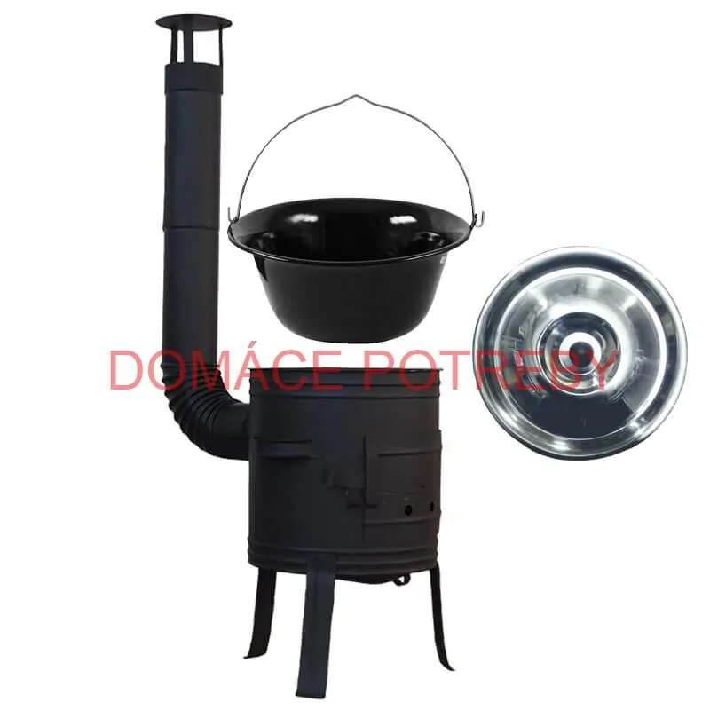 Smaltovaný kotlík 11 L BLACK + nerezová poklice INOX + žáruvzdorná kotlina 33 cm Plus 700
