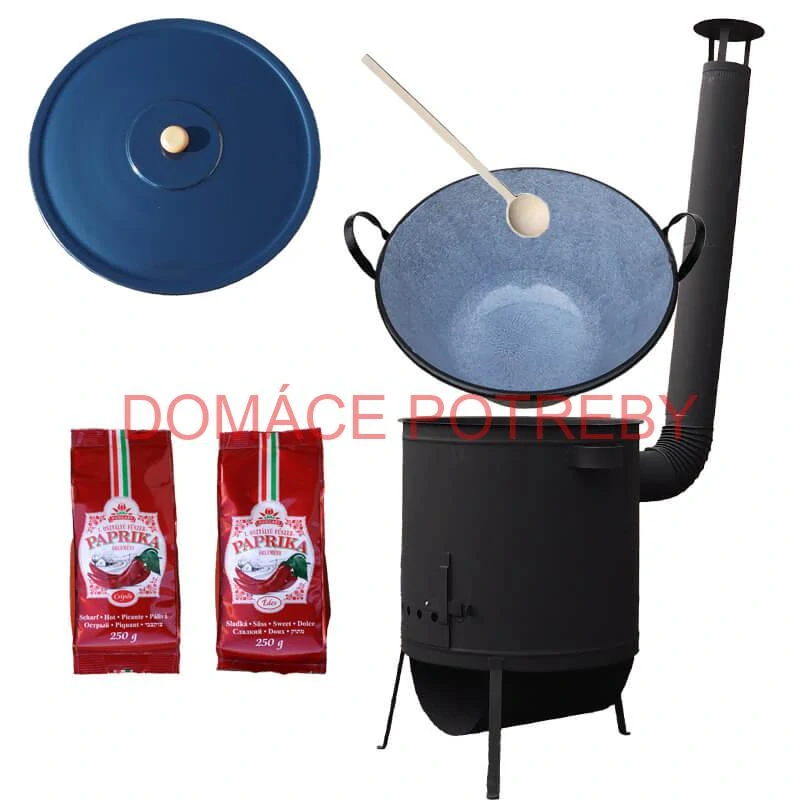 Smaltovaný kotol 70 L na zabíjačku + žiaruvzdorná kotlina 53 PLUS 600 4 MM + sladká a štipľavá paprika + vareška