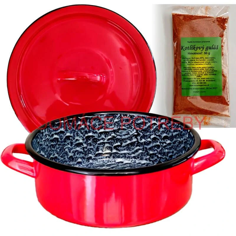 Smaltovaný kastról s pokrievkou COMBI 2,75 l + korenie na kotlíkový guláš 50 g