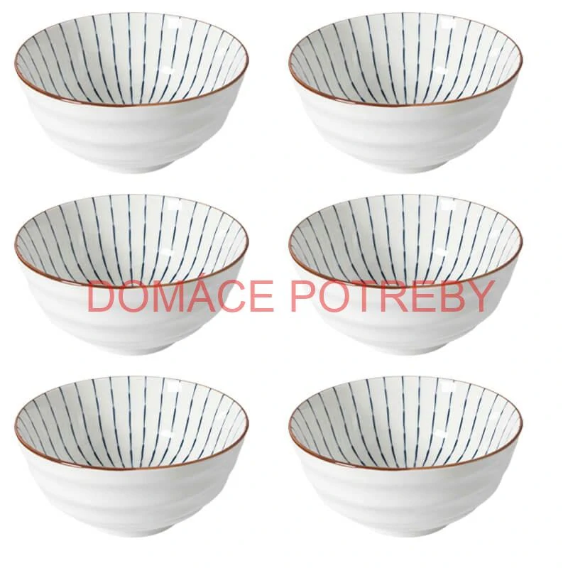 Sada 6 ks veľkých keramických misiek na guláš a polievky, 1 liter