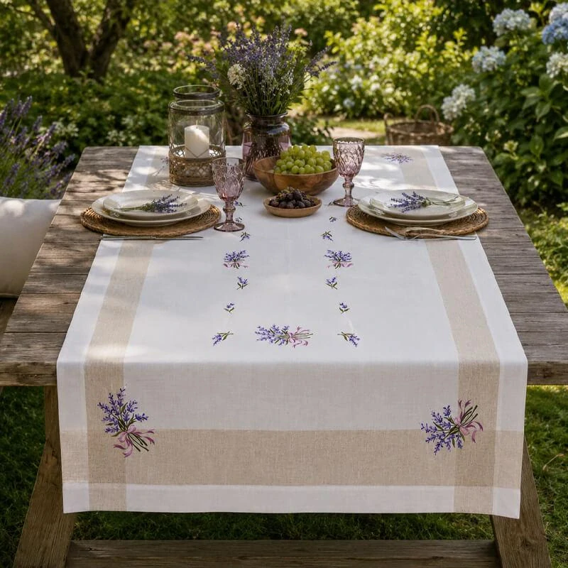 Hrubší textilný obrus Levanduľa Provence 150 × 220 cm