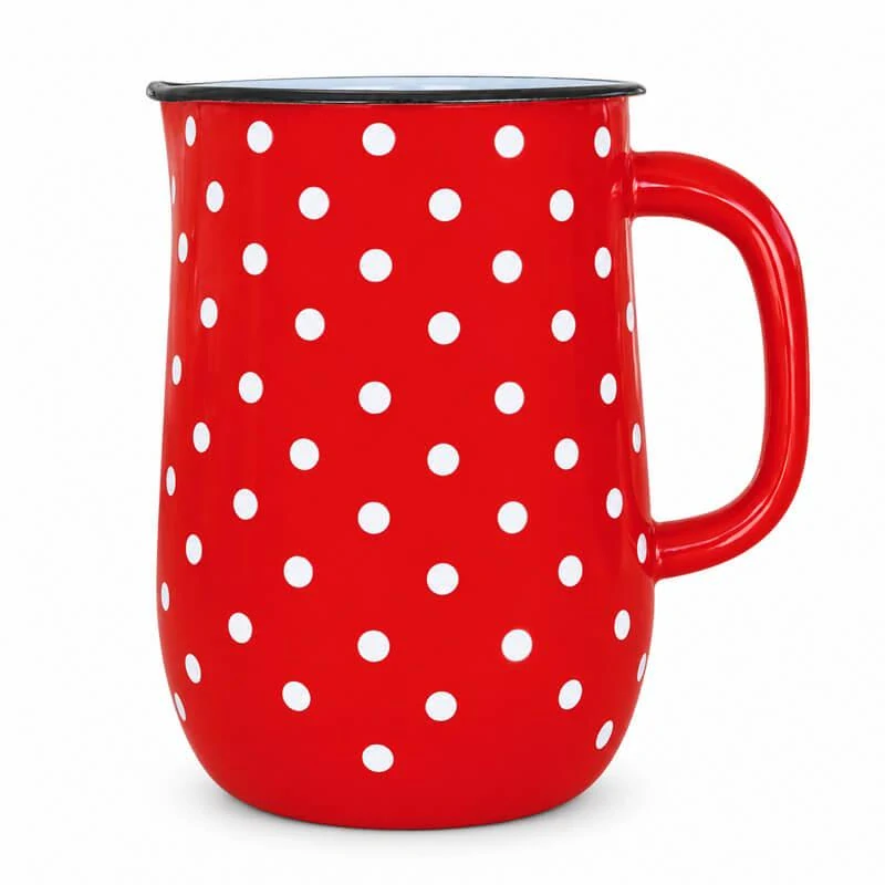 Červený smaltovaný džbán s bodkami 2,5 l